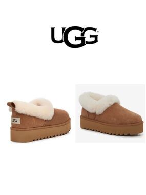 UGG Nita Platform Slipper In Chestnut size 6 women winter shoes very cozy & warm